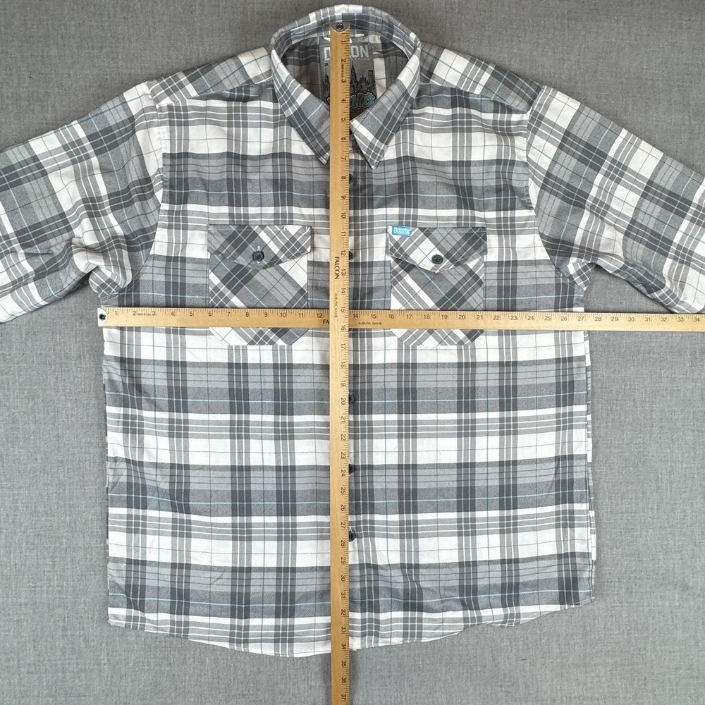 Dixxon Shirt Mens 3XL Gray White Plaid Button Up Long Sleeve SoHo NYC Flannel - Picture 7 of 10